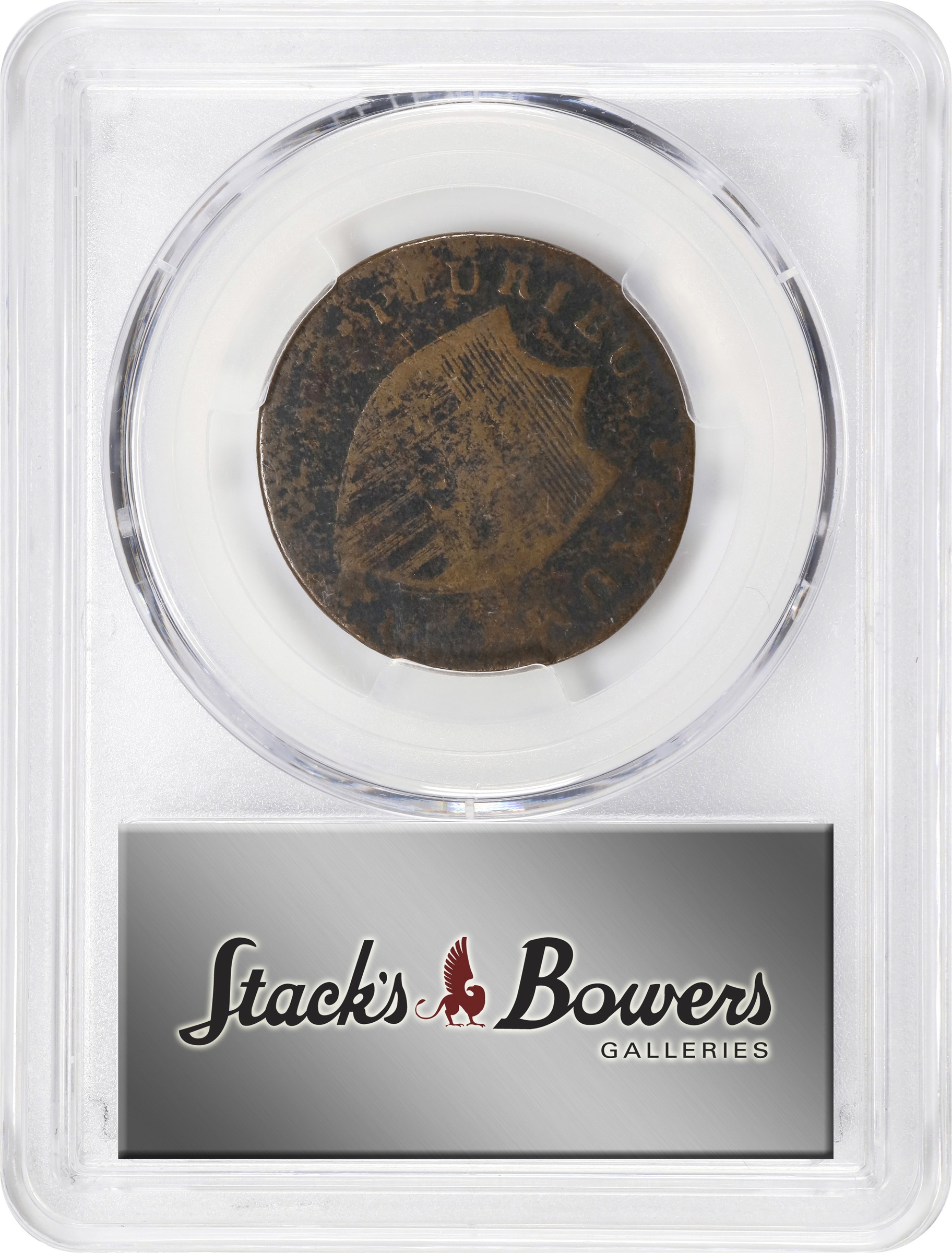 image for: 1787 New Jersey Copper. Maris 35-J, W-5125. Rarity-6-. Sprig Above Plow, Deer Head, 1787/1887. Fine-12 (PCGS).