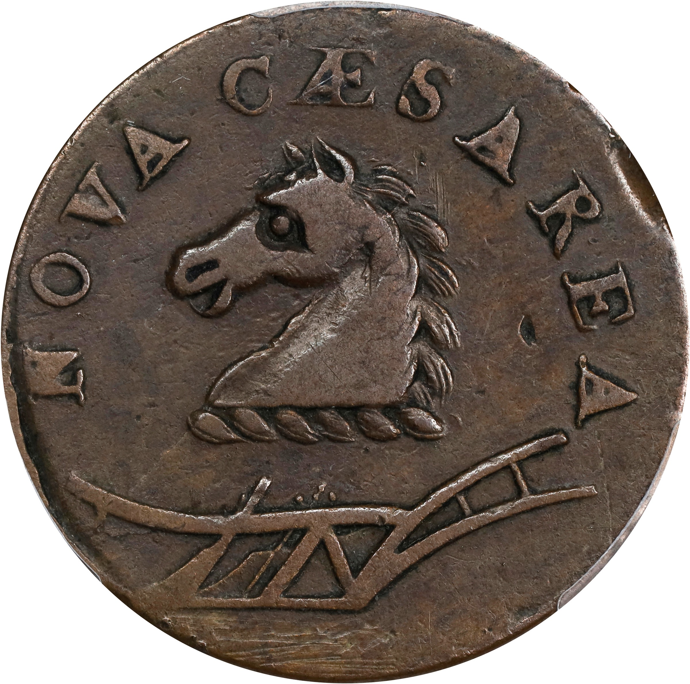 image for: 1788 New Jersey Copper. Maris 51-g, W-5480. Rarity-5+. Head Left, Batman Shield. VF-25 (PCGS).