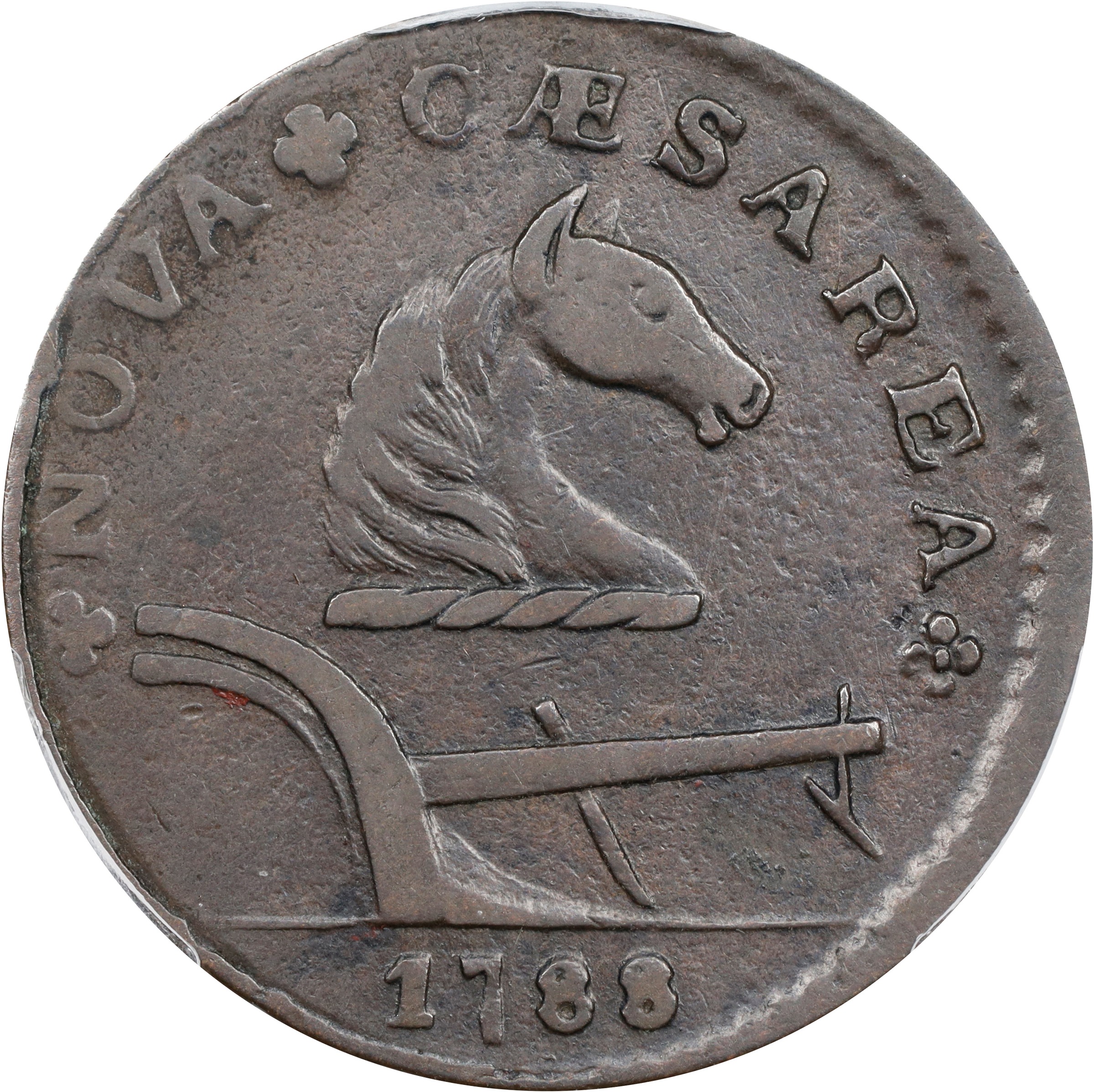 image for: 1788 New Jersey Copper. Maris 77-dd (DS1), W-5535. Rarity-3. Head Right, Running Fox Before Legend. EF-40 (PCGS).