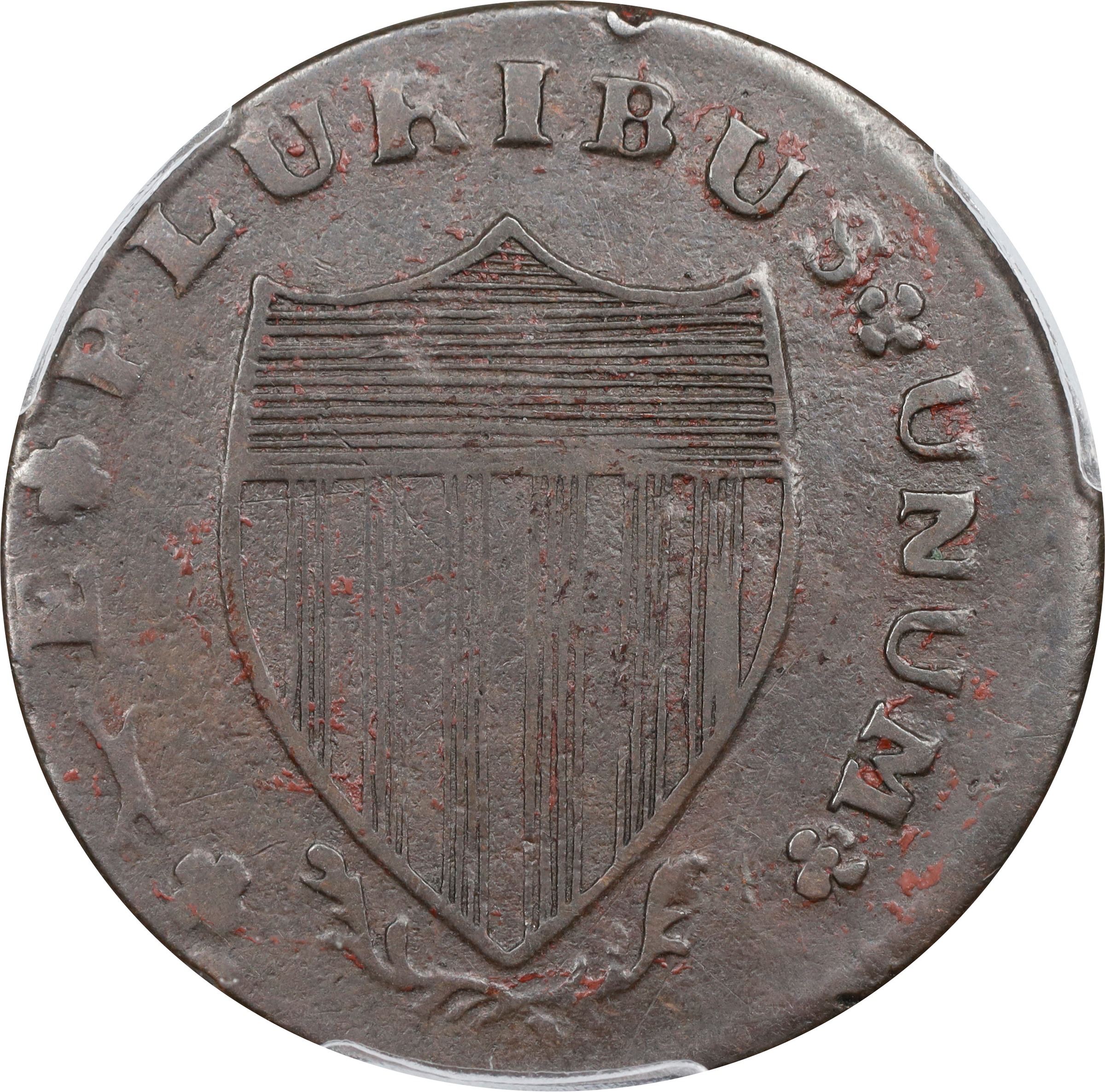 image for: 1788 New Jersey Copper. Maris 77-dd (DS1), W-5535. Rarity-3. Head Right, Running Fox Before Legend. EF-40 (PCGS).