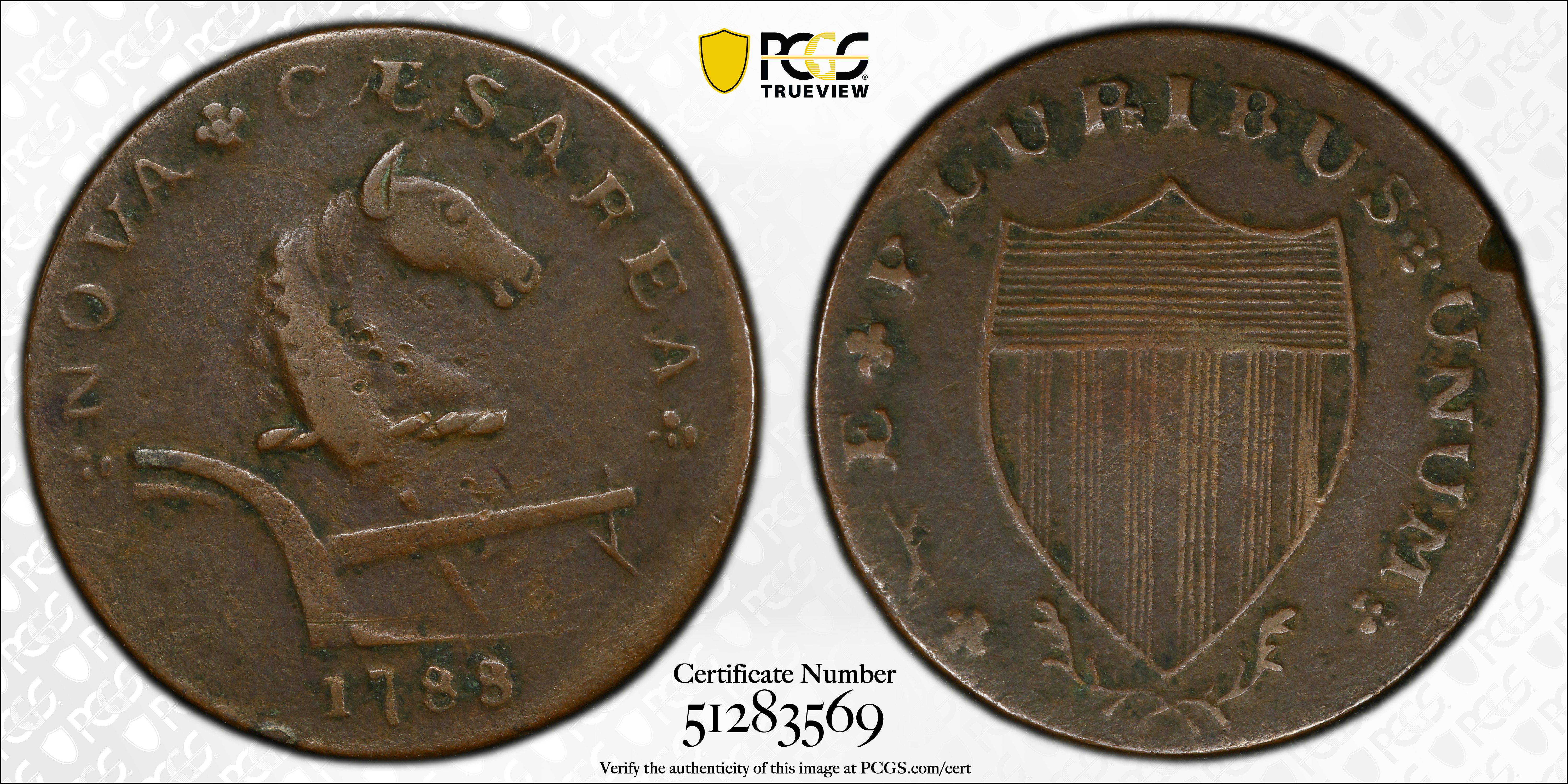 image for: 1788 New Jersey Copper. Maris 77-dd (DS2), i.e. 77 1/2-dd, W-5535. Rarity-6+. Head Right, Running Fox Before Legend. VF-35 (PCGS).