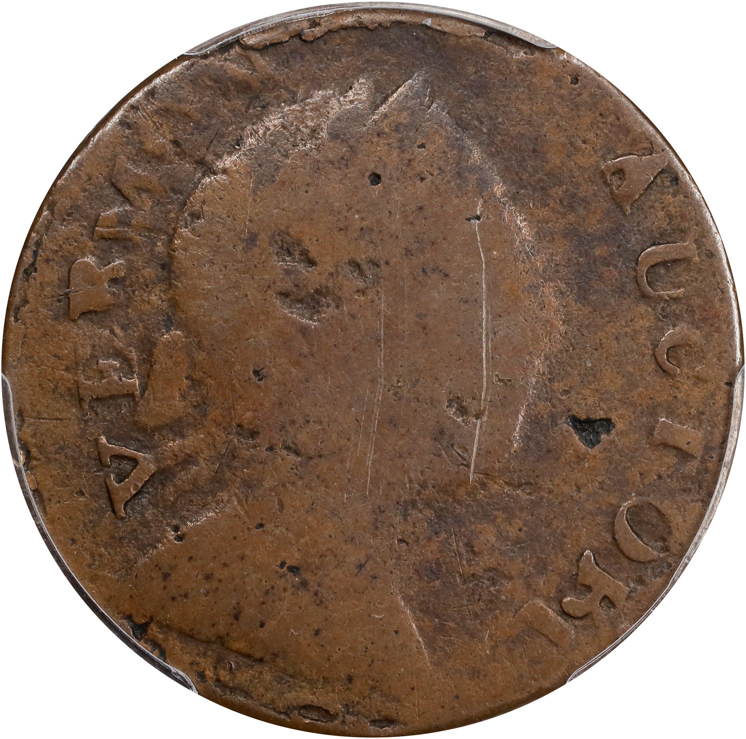 image for: 1785 Vermont Copper. RR-1, Bressett 26-Z, W-2250. Rarity-5. IMMUNE COLUMBIA. Good-4 (PCGS).