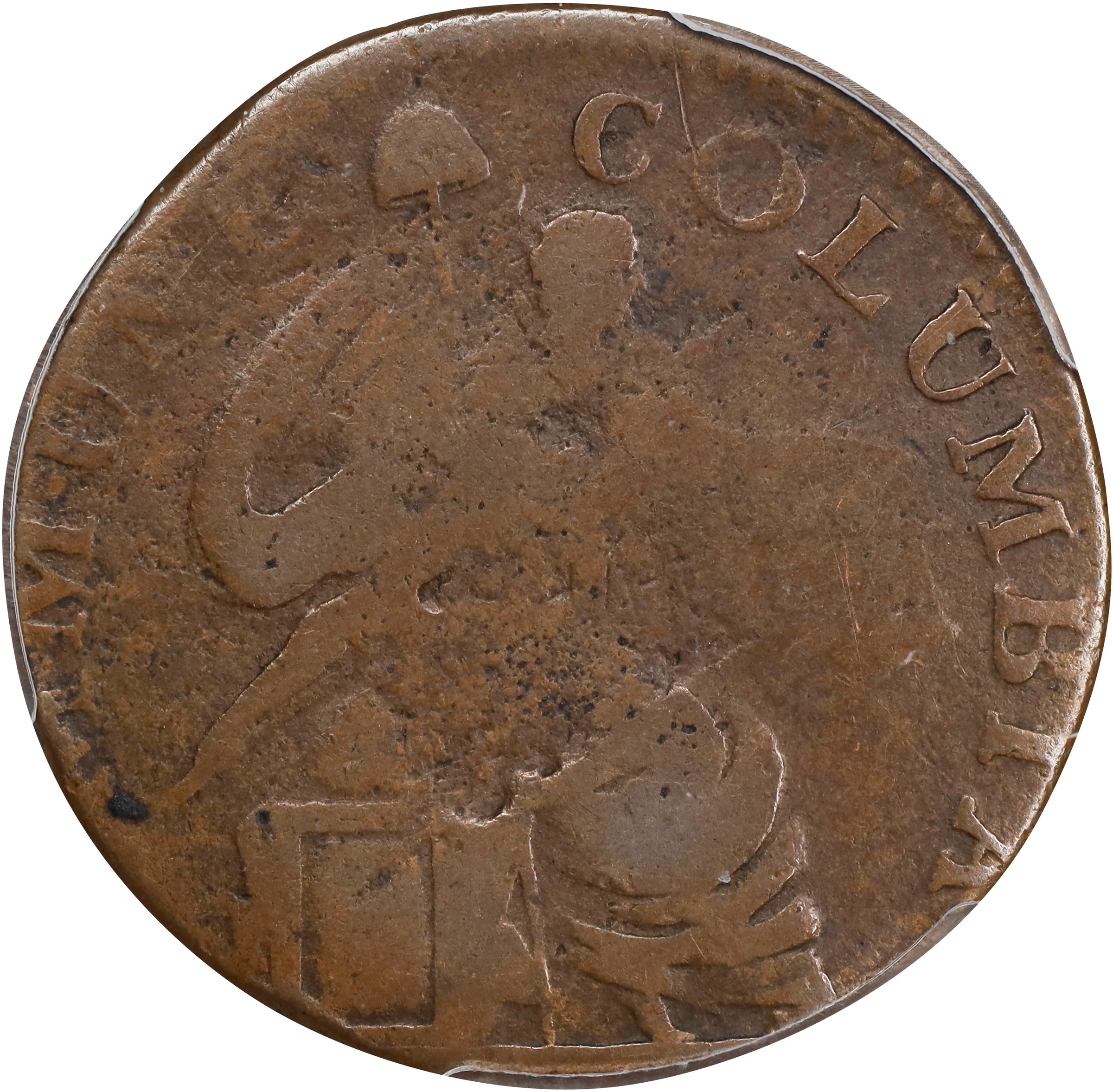 image for: 1785 Vermont Copper. RR-1, Bressett 26-Z, W-2250. Rarity-5. IMMUNE COLUMBIA. Good-4 (PCGS).