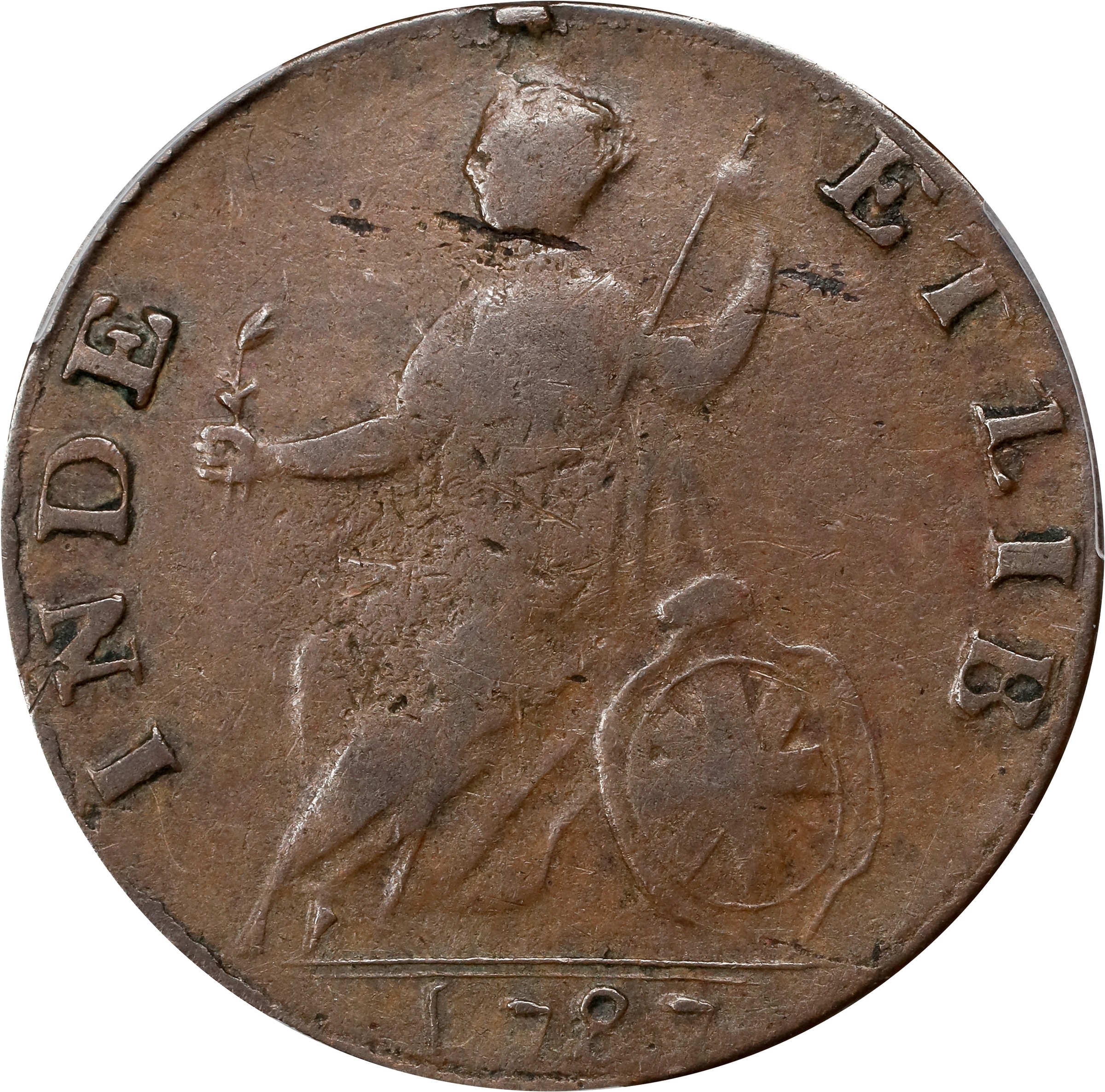 image for: 1787 Vermont Copper. RR-12, Bressett 11-K, W-2110. Rarity-3. Bust Right. VF-30 (PCGS).