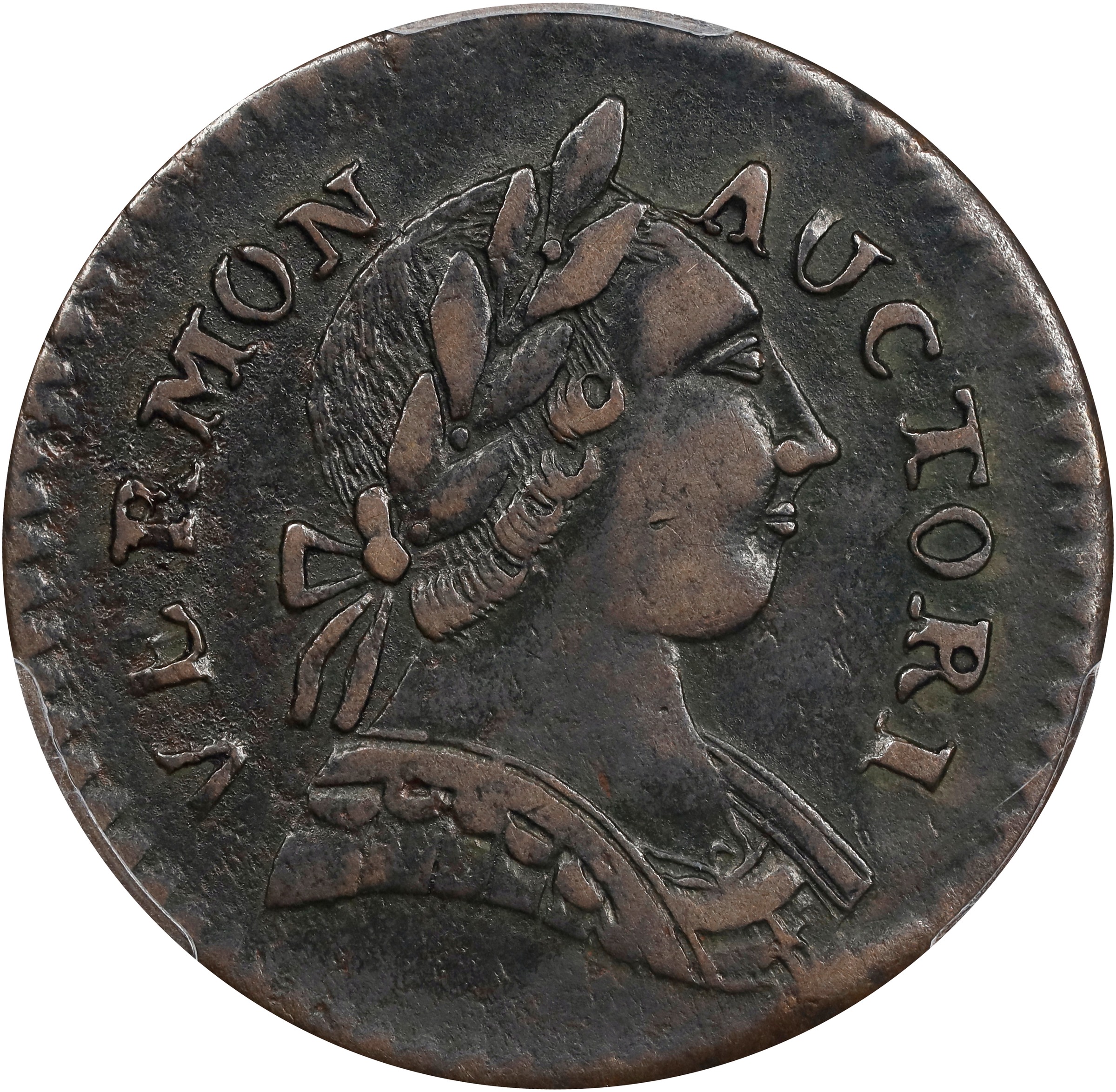 image for: 1787 Vermont Copper. RR-13, Bressett 17-V, W-2255. Rarity-1. BRITANNIA. EF-45 (PCGS).
