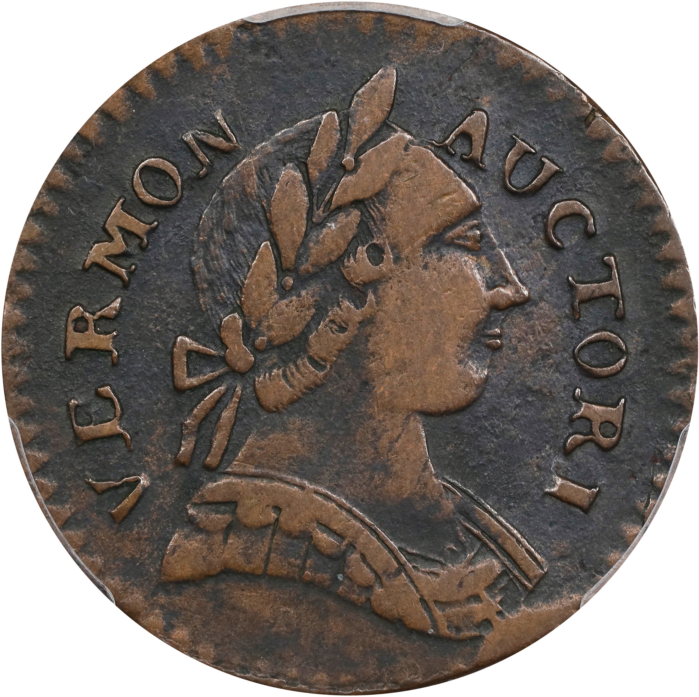 image for: 1787 Vermont Copper. RR-13, Bressett 17-V, W-2255. Rarity-1. BRITANNIA. VF-35 (PCGS).
