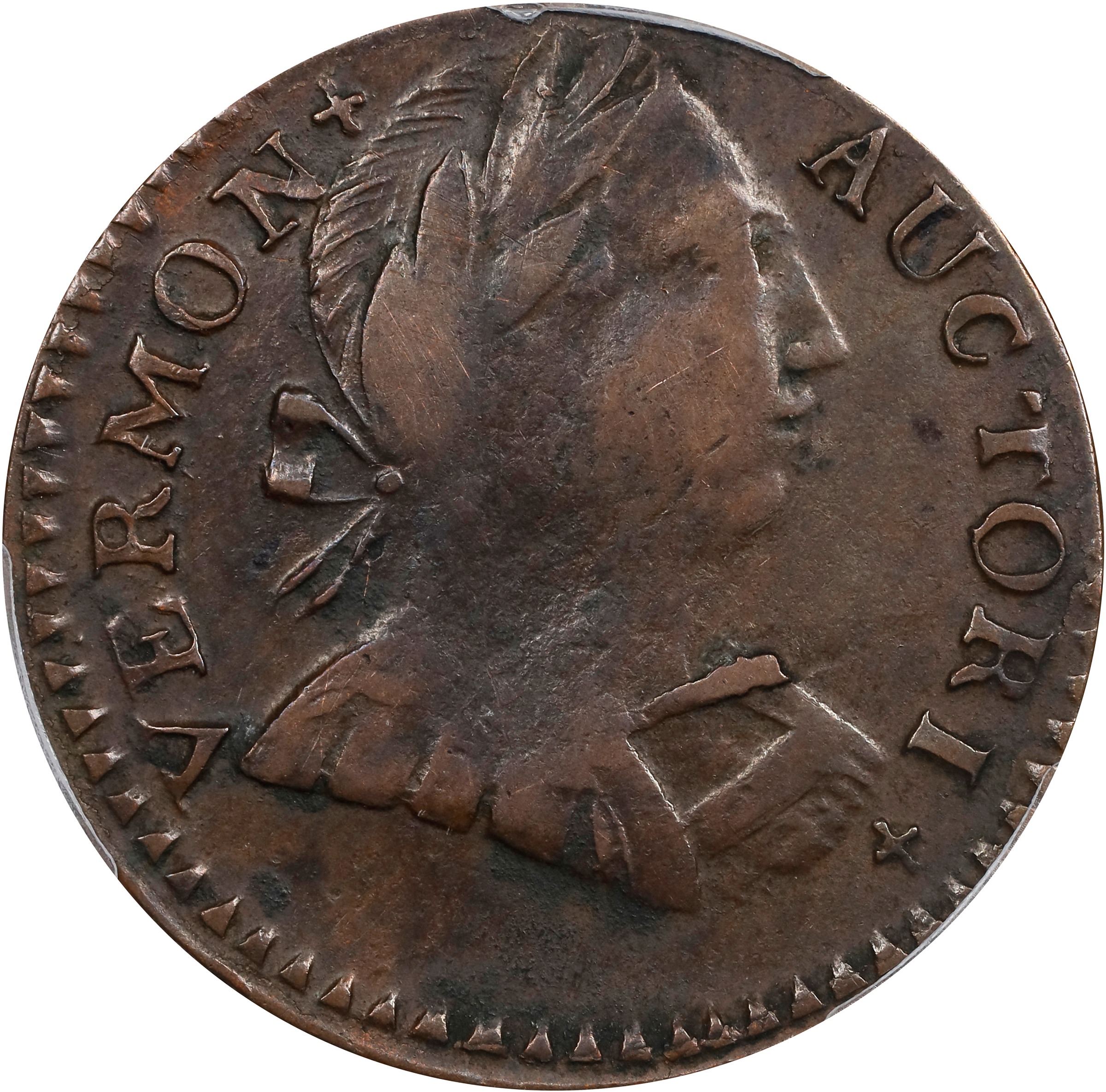 image for: 1788 Vermont Copper. RR-25, Bressett 16-U, W-2195. Rarity-2. Bust Right. EF-40 (PCGS).