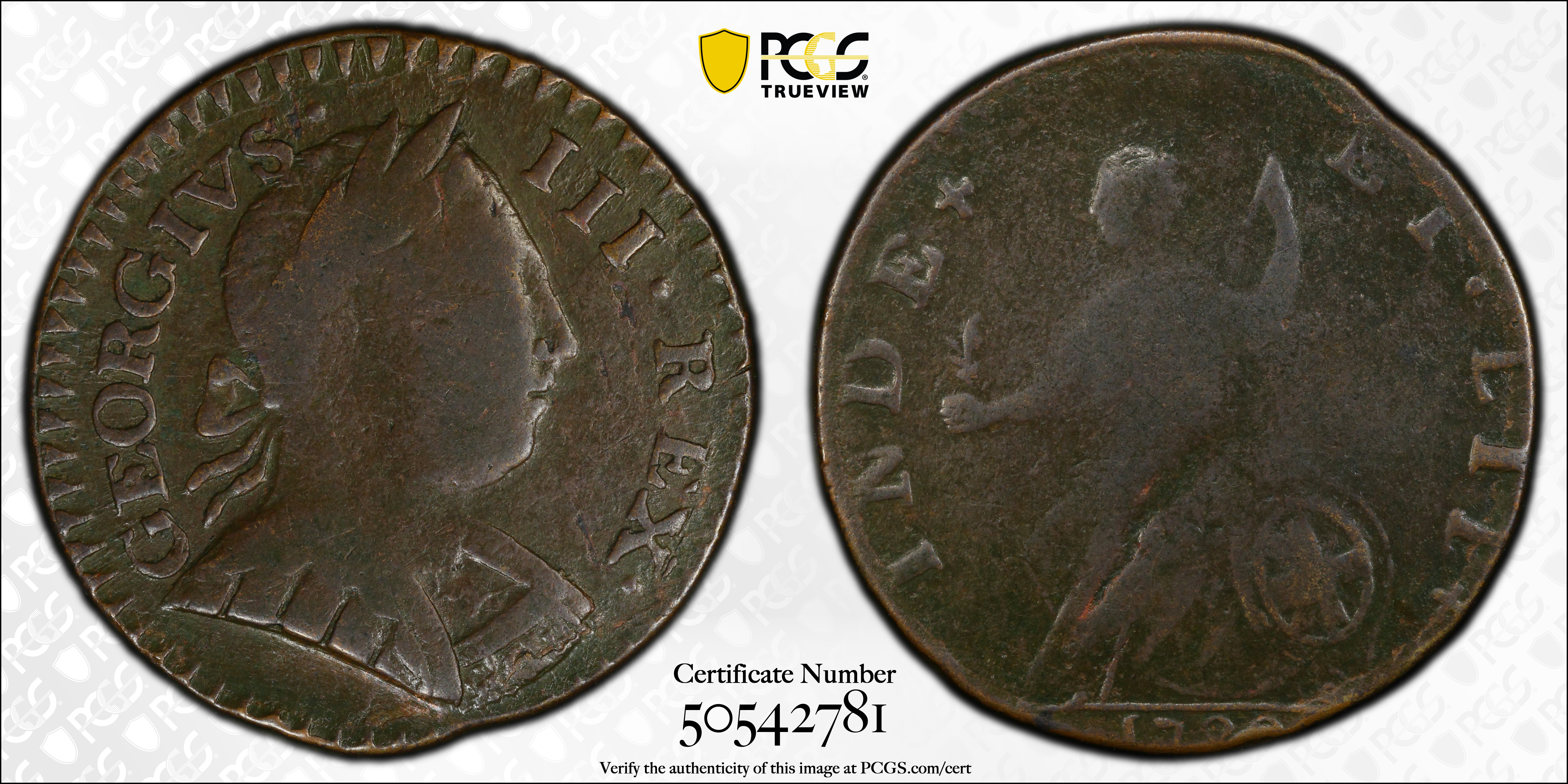 image for: 1788 Vermont Copper. RR-31, Bressett 24-U, Vlack 22-88VT, W-2260. Rarity-4. GEORGIVS III REX. Fine-15 (PCGS).