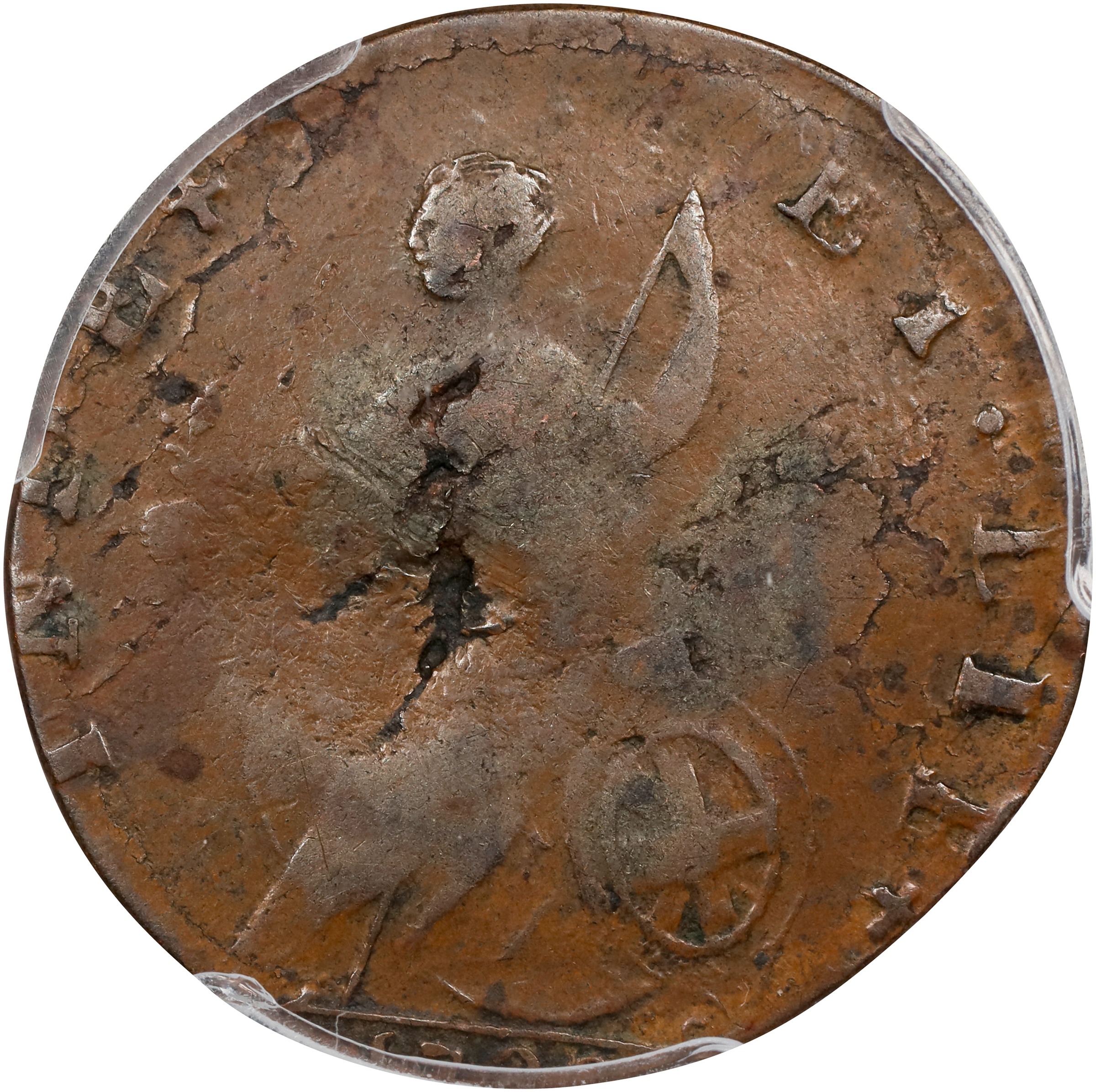 image for: 1788 Vermont Copper. RR-39, Bressett 25-U, Miller 1-I, W-2265 and W-4400. Rarity-5-. Mailed Bust Right, Small Head, Vermont Reverse. VF-25 (PCGS).