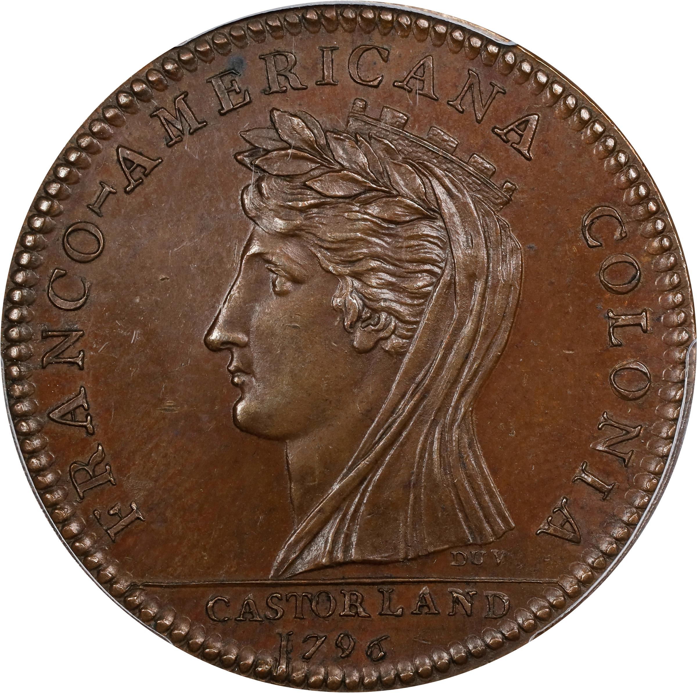 image for: 1796 Castorland Medal, or Jeton. Original. W-9115. Copper. Plain Edge. Thin Planchet. MS-63 BN (PCGS).