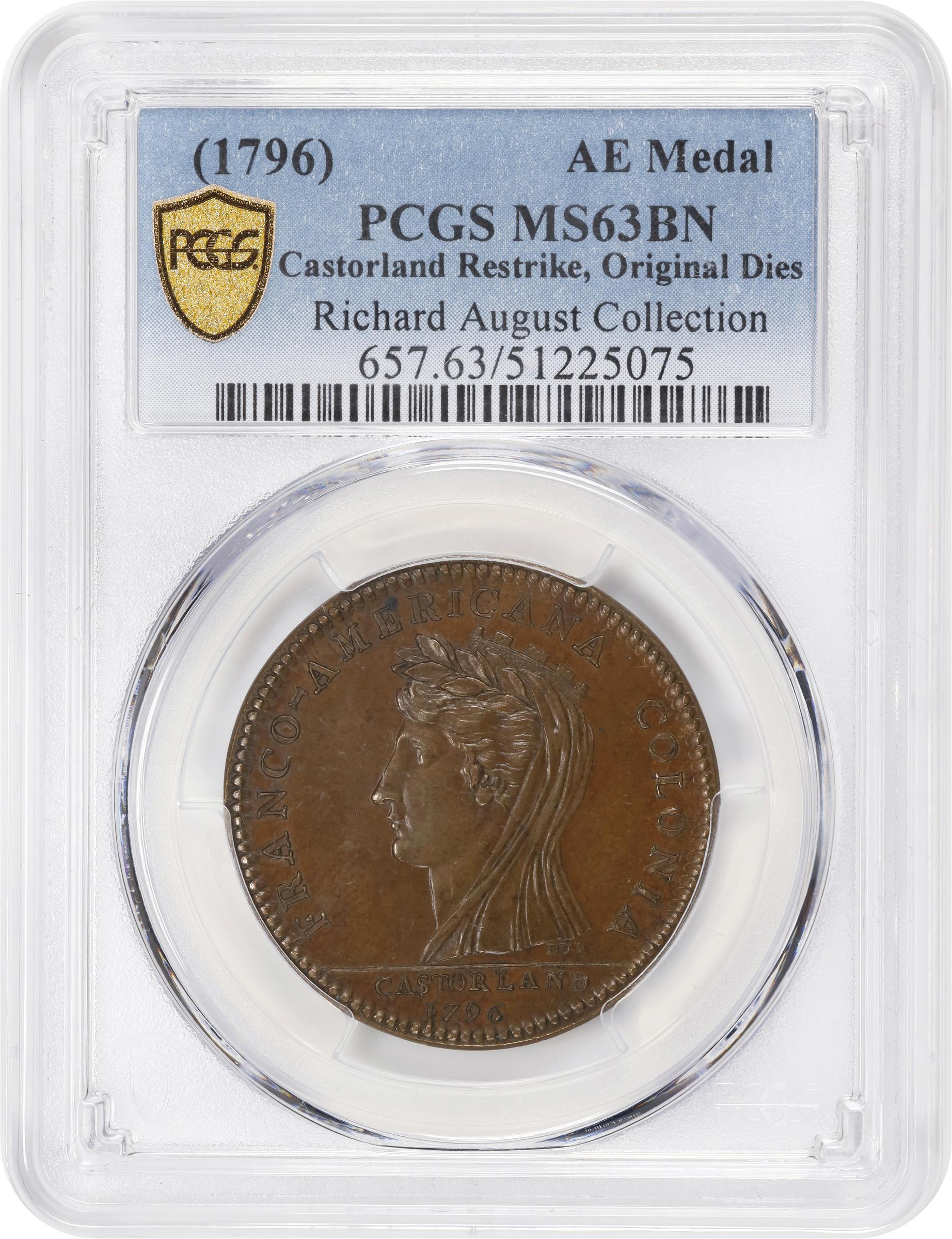 image for: 1796 Castorland Medal, or Jeton. Original. W-9115. Copper. Plain Edge. Thin Planchet. MS-63 BN (PCGS).