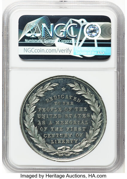 image for: 1876 US Centennial Exposition, Washington-Grant Dollar, White Metal, MS63 Deep Prooflike NGC. Baker-409B, HK-118, GW-878, Able...