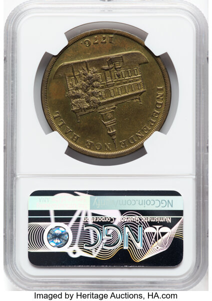 image for: (1876) PA, U.S. Centennial Exposition, Liberty Bell Dollar, Gilt, MS62 NGC. HK-28, Abler-3290, SH 2-45 CU, R.6. Philadelphia...