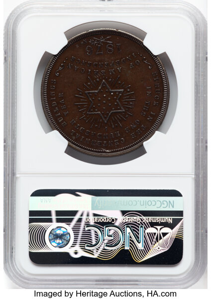 image for: 1876 PA, U.S. Centennial Exposition, Independence Hall Dollar, MS62 Brown NGC. HK-47a, Abler-1330, SH 2-19 CU, R.8. ...
