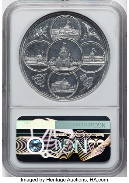 image for: 1894< B$1 View of Exposition, California Midwinter Exposition, Aluminum, HK-254, SH 7-16 AL, R.5, MS63 NGC. NGC Census: (...