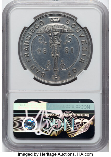 image for: 1894 Medal California Midwinter Exposition, Administration Building, Electric Tower, Aluminum, HK-246, R.5, MS63 NGC. NGC C...