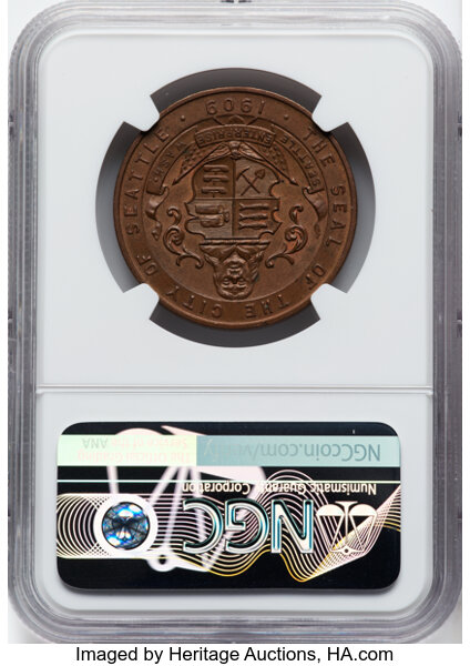 image for: 1909 Medal Alaska-Yukon-Pacific Exposition, Official Medal, Copper, HK-355, SH 16-1 CU, R.4, MS64 Brown NGC. NGC Census: (1...