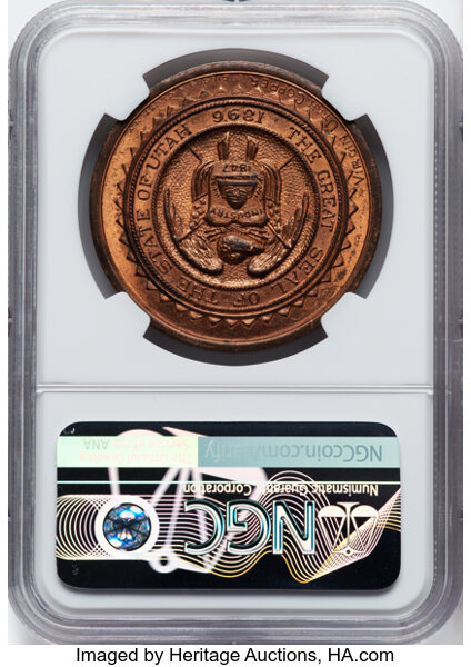 image for: 1909 Medal Alaska-Yukon-Pacific Exposition, Utah Dollar, Copper, HK-359, R.5, MS65 Red and Brown NGC. NGC Census: (27/11)....