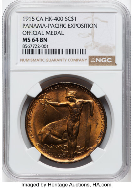 image for: 1915 Panama-Pacific Exposition, Official Medal, Bronze, MS64 Brown NGC. HK-400, Swoger-21c-b, SH 18.1 BB, R.4. NGC Census: (...