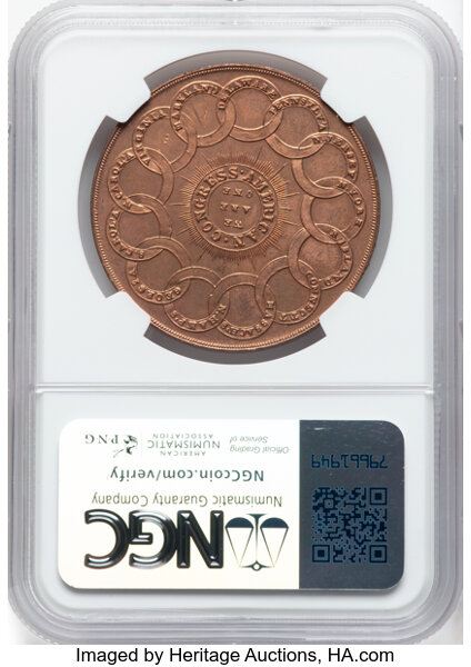 image for: (1962) Continental Dollar, Bashlow Restrike, HK-853a, W-15600, R.3, Bronze, MS65 Red and Brown NGC. NGC Census: 60 in 65, 33...