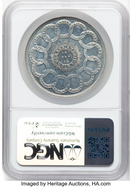 image for: (1962) Continental Dollar, Bowers Restrike, HK-854a, W-15630, R.3, White Metal, MS64 Deep Prooflike NGC. NGC Census: 59 in 6...