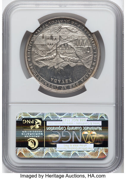 image for: 1876 US Centennial Exposition, Nevada Dollar, Silver, MS64 Prooflike NGC. HK-19, Julian CM-36a, Abler-70, SH 2-2 S. NGC Cens...