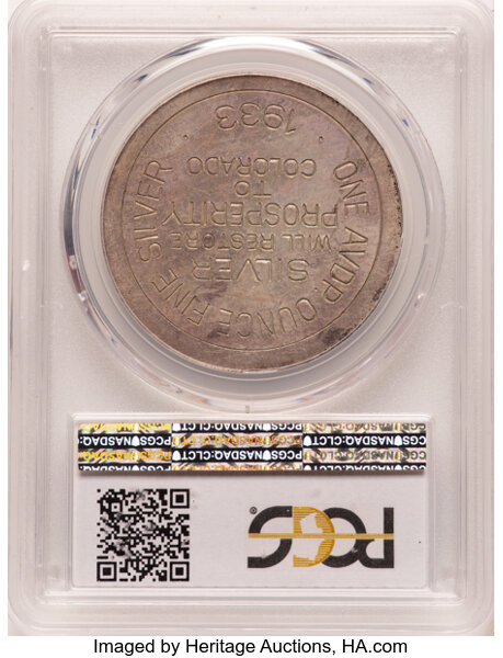 image for: 1933 Century of Progress, Colorado Dollar, Type I, HK-867, R.6, Silver, MS64 PCGS. PCGS Population: 2 in 64, 0 finer (10/25)...