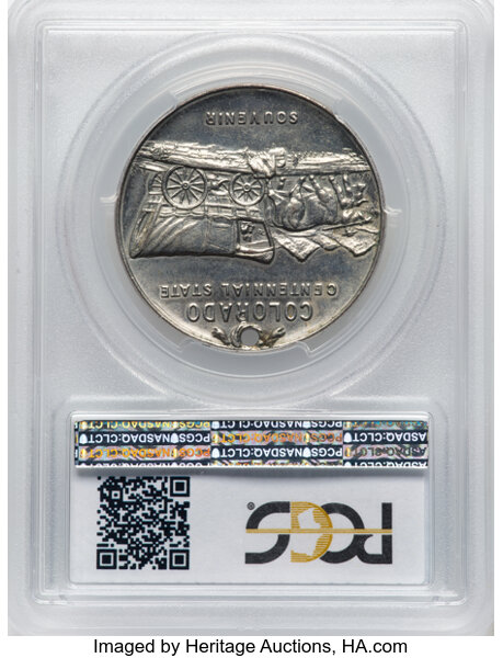 image for: 1959 Colorado Rush To The Rockies Centennial, Nickel-Silver, HK-543, R.4, AU58 PCGS. Unlike on most examples of HK-543, the ...