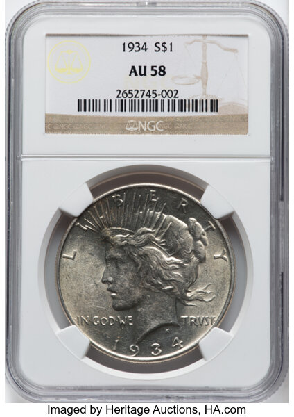 1934 Peace Dollar Mint State (MS) Pricing Guide | The Greysheet