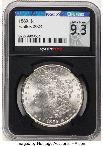 1889 $1 Mint State 9.3 NGCX. Vault Box - FunBox 2024. Mintage 21,726,811....