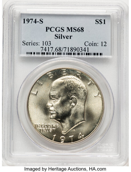 1974 S Silver One Dollar MS Values | Greysheet