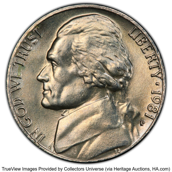 image for: 1981-P 5C MS65 Full Steps PCGS. PCGS Population: 34 in 65 (1 in 65+), 36 finer (10/25). CDN: $350 Whsle. Bid for NGC/PCGS M...