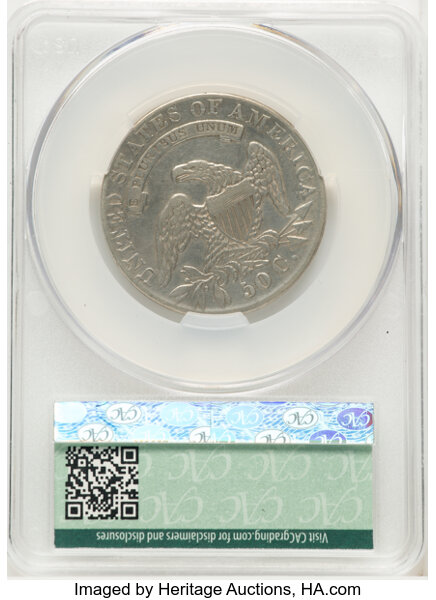 image for: 1833 50C O-102, R.1 -- Harshly Cleaned -- CACG Details. XF.  Mintage 5,206,000....