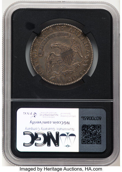 image for: 1821 50C O-102, R.3, Extremely Fine 7 NGCX. Vault Box - Series 7.  Mintage 1,305,797....