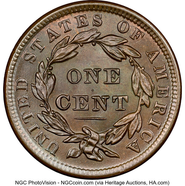 image for: 1838 1C N-4, R.2, MS64 Brown NGC. NGC Census: 7 in 64, 6 finer (10/25). CDN: $1,050 Whsle. Bid for NGC/PCGS MS64. ...