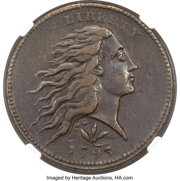 image for: 1793 1C Wreath, Vine and Bars Edge, S-9, B-12, R.2, XF40 NGC....