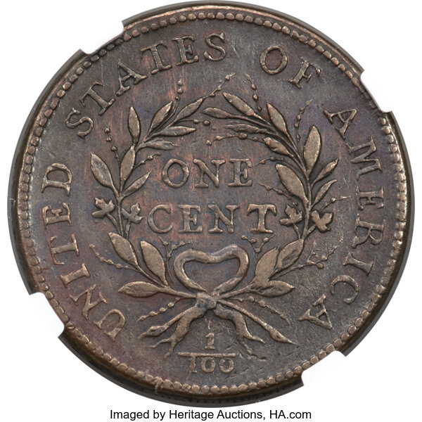 image for: 1793 1C Wreath, Vine and Bars Edge, S-9, B-12, R.2, XF40 NGC....