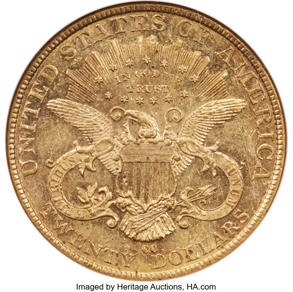 image for: 1891-CC $20 MS60 Prooflike NGC. Winter 1-A....