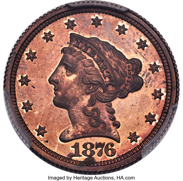 image for: 1876 $2 1/2 Quarter Eagle, Judd-1480, Pollock-1633, R.7, PR65 Red and Brown PCGS....