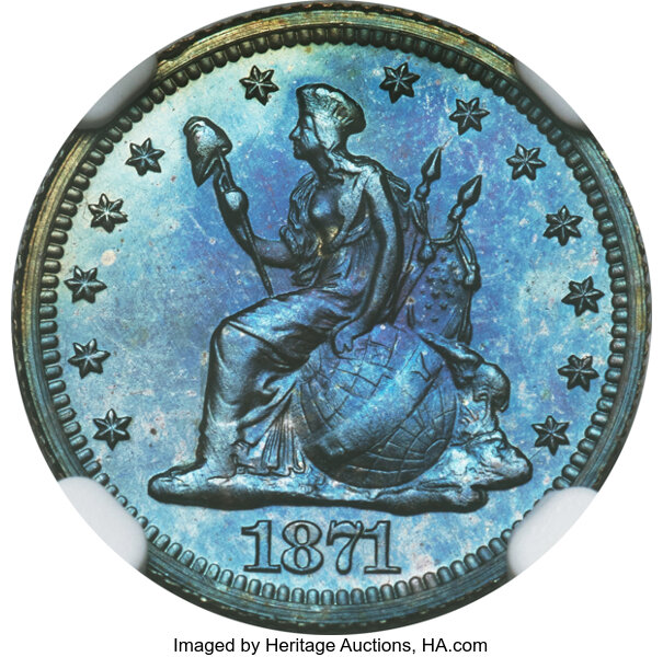 image for: 1871 H10C Half Dime, Judd-1069, Pollock-1205, Low R.7, PR67 Brown NGC....