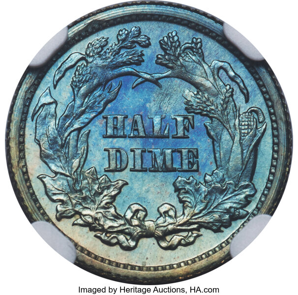 image for: 1871 H10C Half Dime, Judd-1069, Pollock-1205, Low R.7, PR67 Brown NGC....