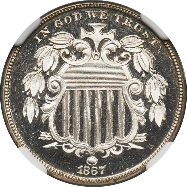 image for: 1867 5C No Rays, JD-2, High R.2, PR67 Ultra Cameo NGC....