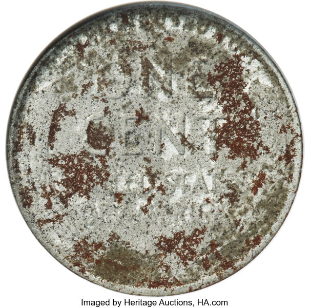 image for: 1944 1C Struck on a Zinc-Coated Steel Planchet -- Corroded -- ANACS Genuine....