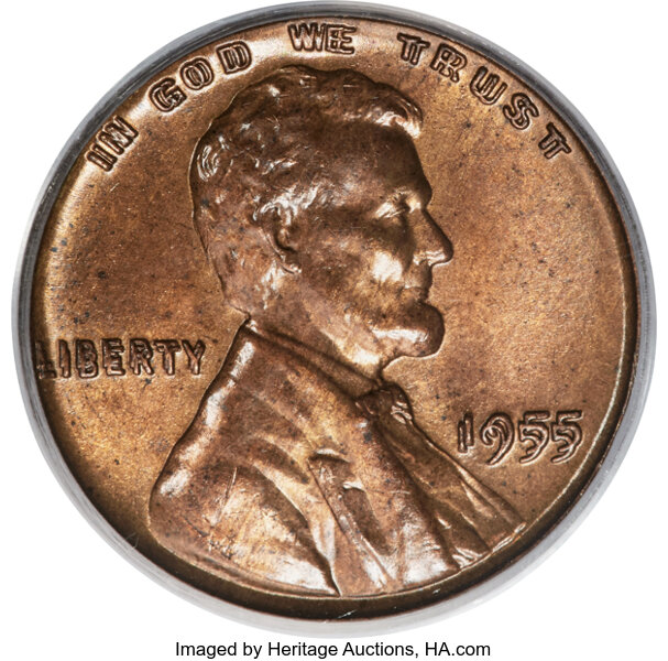 image for: 1955 1C Doubled Die Obverse, FS-101, MS64 Red PCGS....