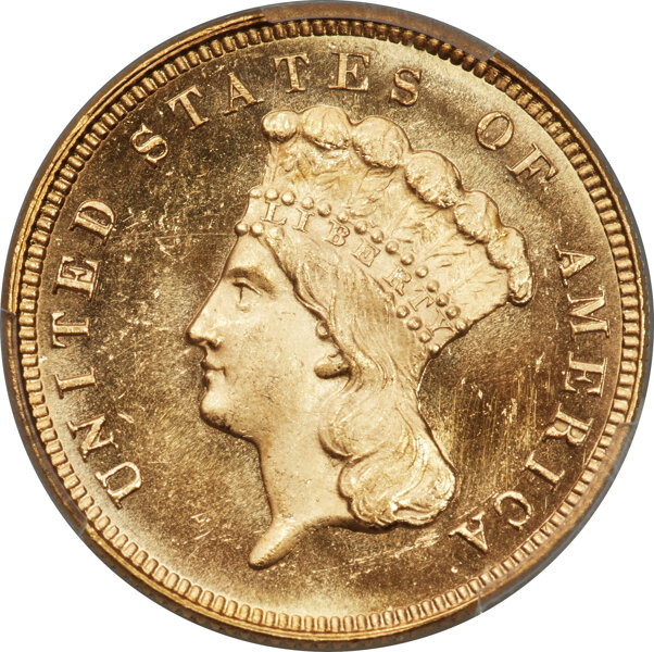 image for: 1879 $3 MS64 Prooflike PCGS....