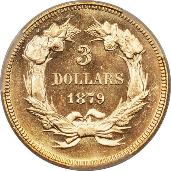 image for: 1879 $3 MS64 Prooflike PCGS....
