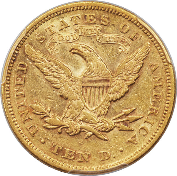 image for: 1871-S $10 AU53 PCGS. CAC....