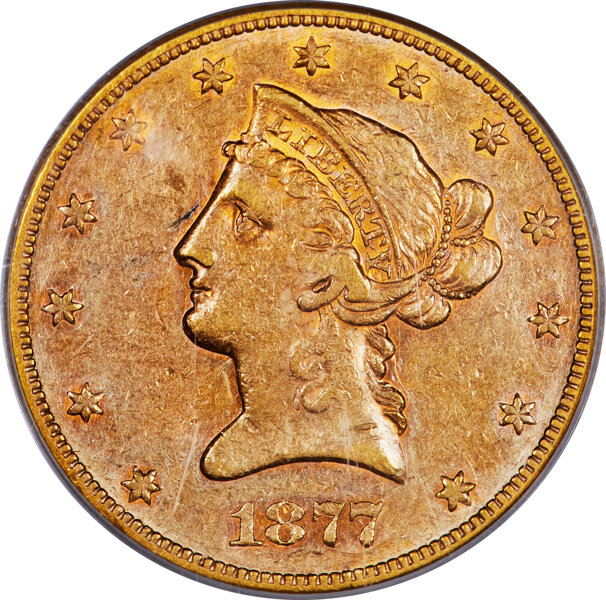 image for: 1877-CC $10 AU50 PCGS. Winter 1-A....