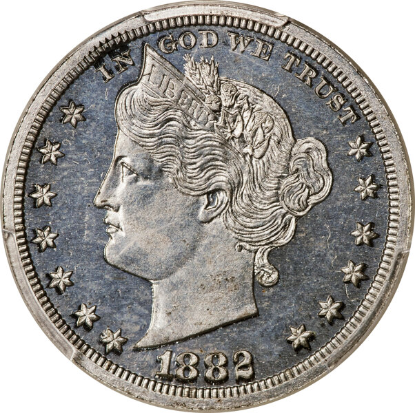 image for: 1882 5C Liberty Nickel, Judd-1689, Pollock-1891, High R.7, PR64 PCGS. CAC....