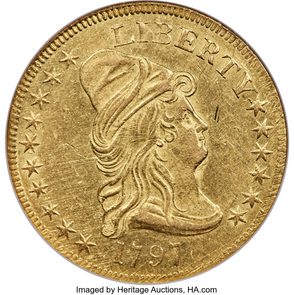 image for: 1797 $10 Large Eagle, BD-3, R.5, AU55 NGC....